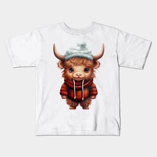 Christmas Baby Highland Cow #1 Kids T-Shirt